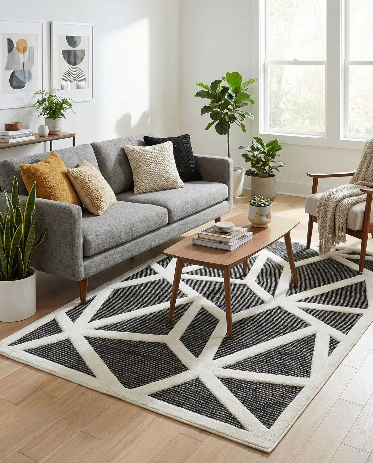 Monochrome Collection Area Rug -  Onyx Rectangle Gray  lifestyle 9
