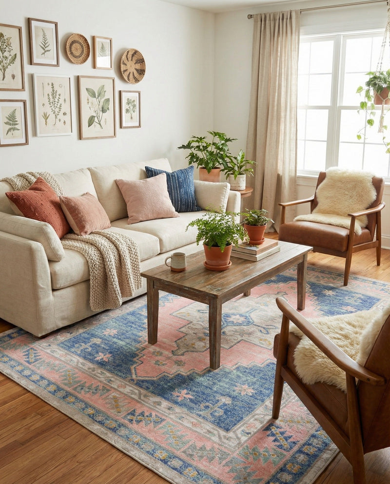 Savannah Series Collection Area Rug -  Augusta (French Blue) Rectangle French Blue  lifestyle 24