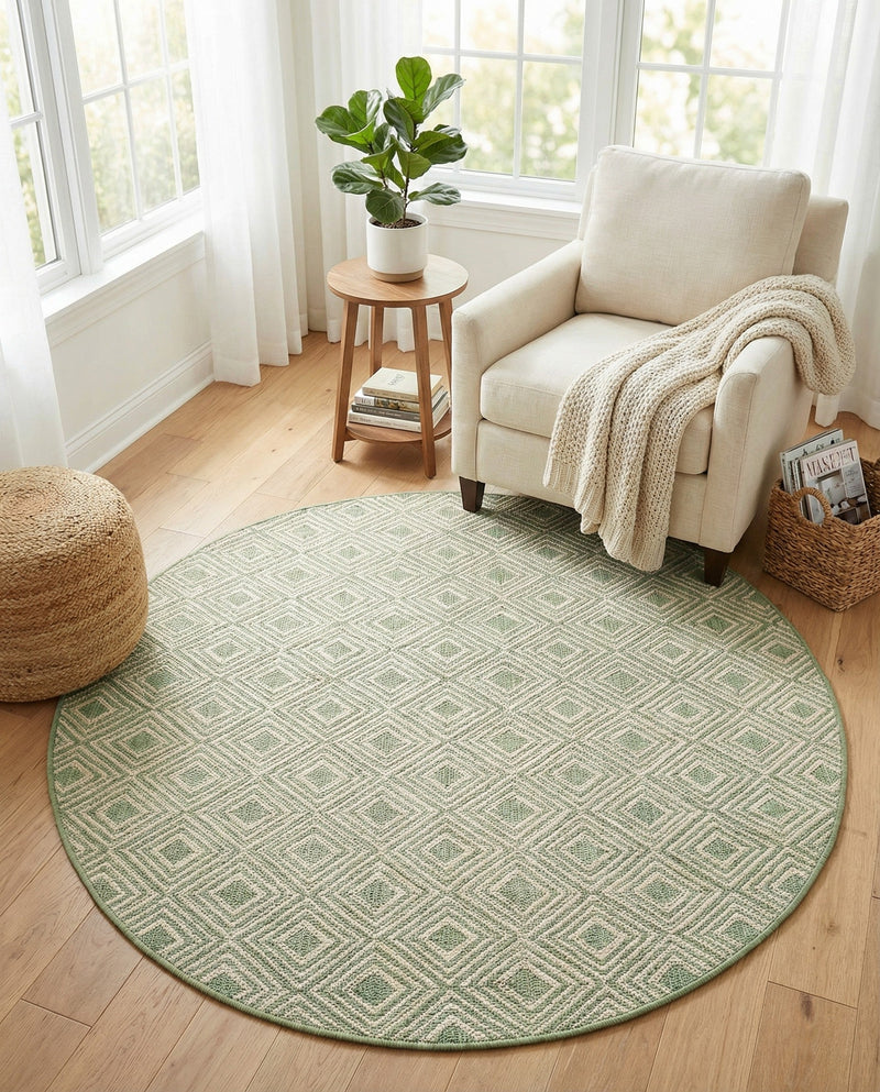Urban Oasis Rugs Collection Area Rug -  Rooftop (Green) Round Green  lifestyle 18
