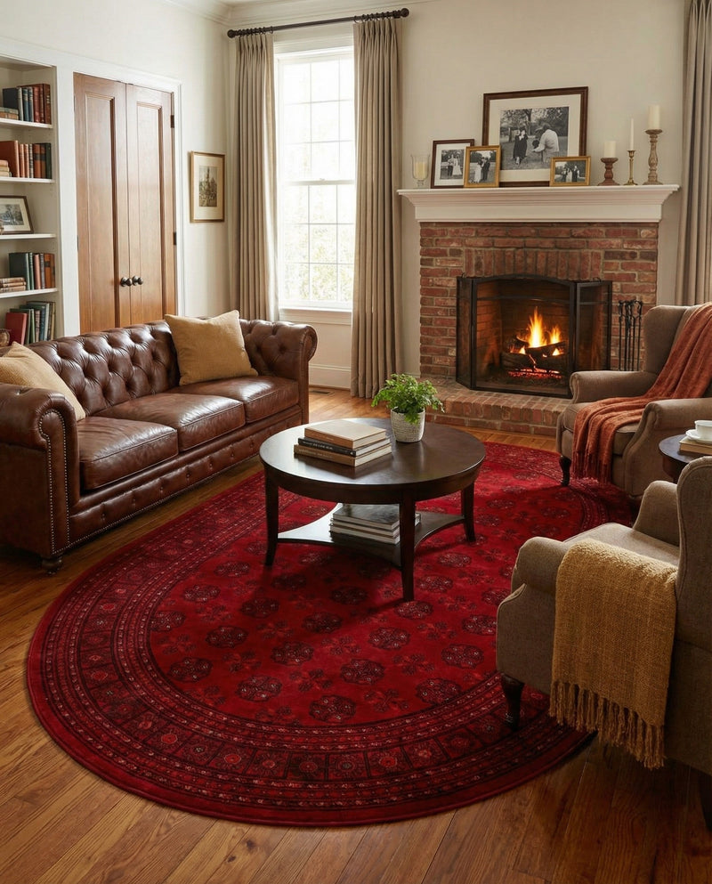 Samarkand Elegance Collection Area Rug -  Konye-Urgench Oval Red  lifestyle 49