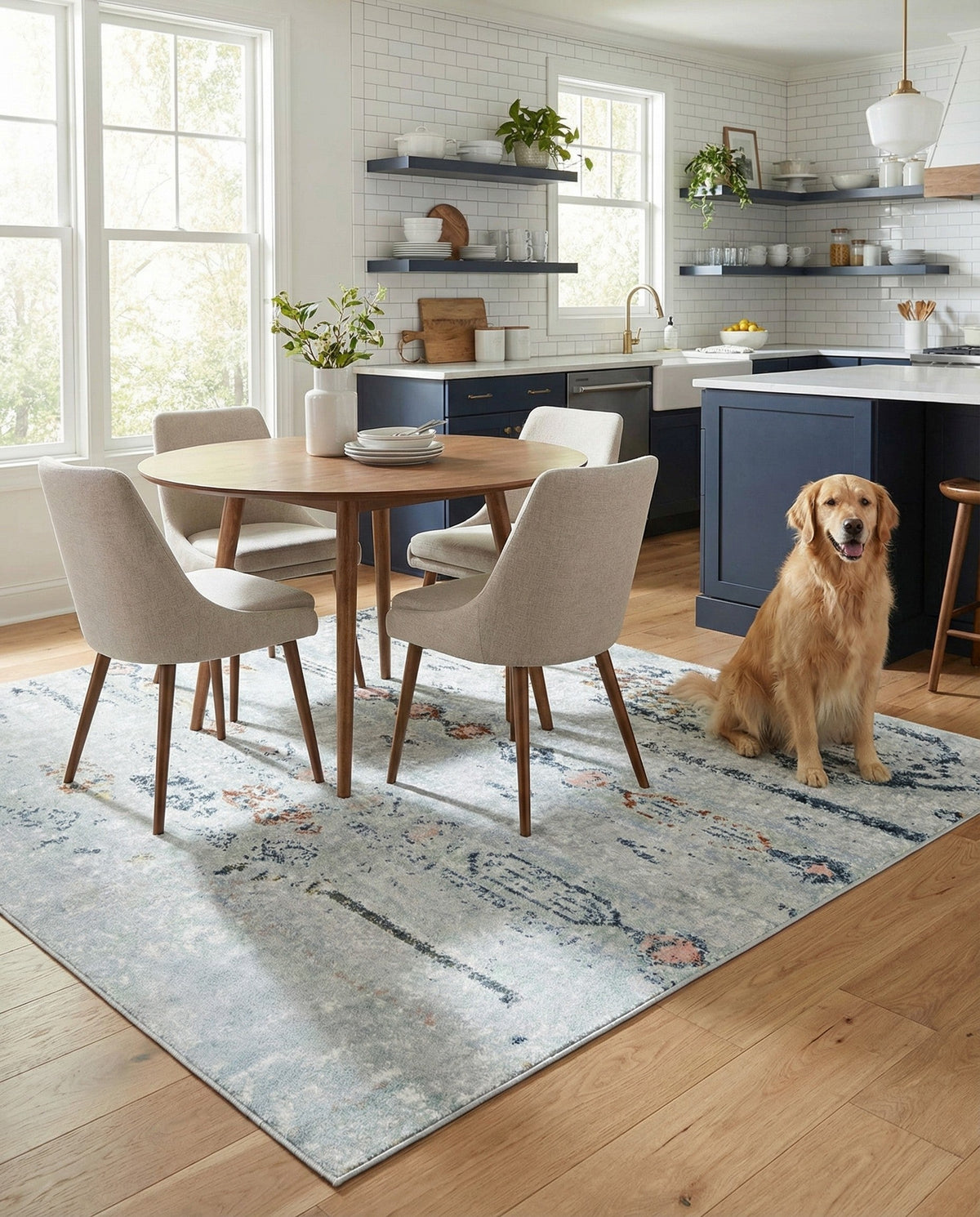Aegean Elegance Washables Collection Area Rug -  Zakynthos Square Ivory Gray  lifestyle 91