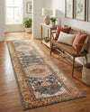 Patio Heritage Collection Area Rug -  Courtyard Runner Navy Blue and Light Pink  lifestyle 59