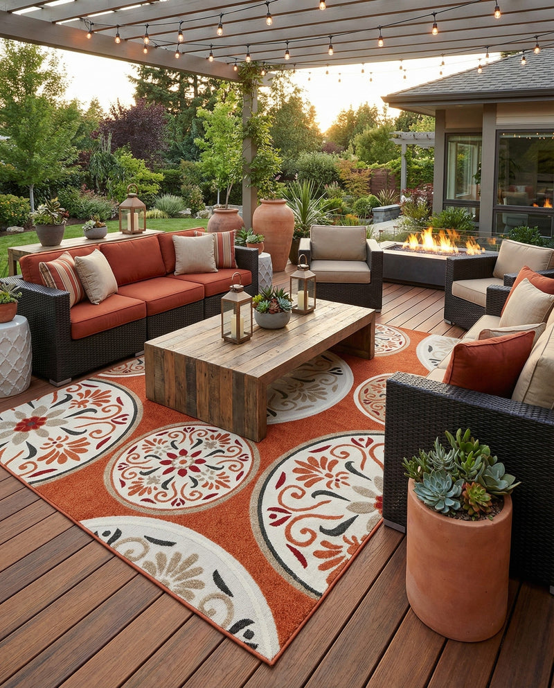 Urban Terrace Collection Area Rug -  Deck Rectangle Terracotta  lifestyle 5