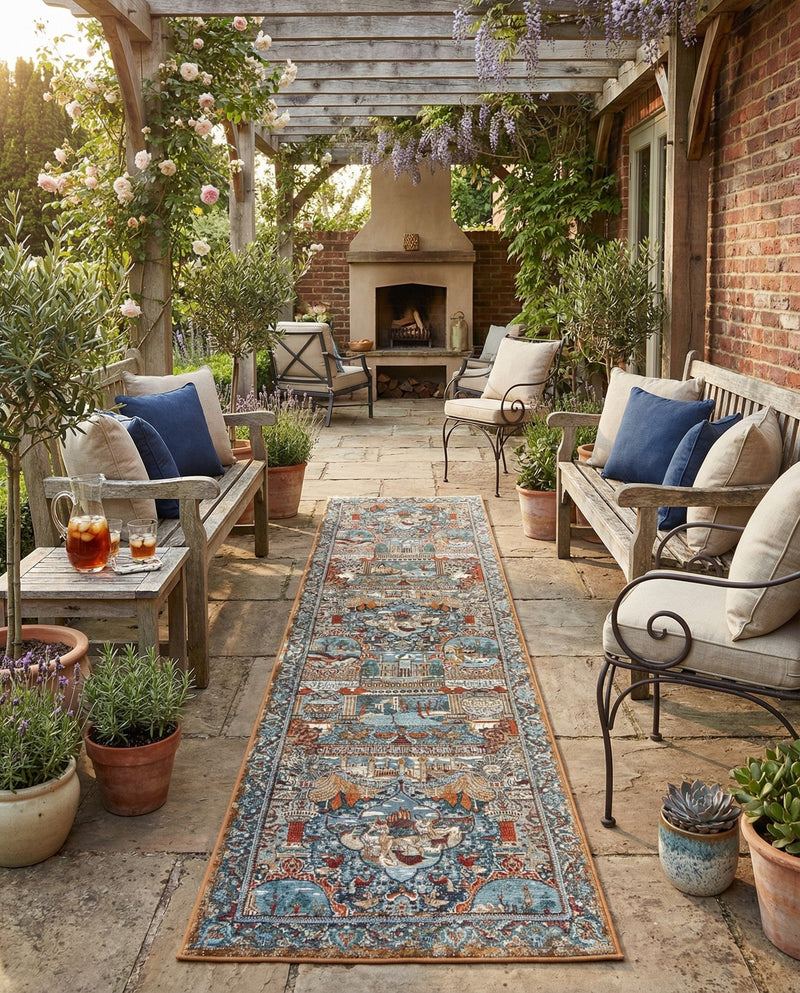 Patio Heritage Collection Area Rug -  Oasis Runner Multi  lifestyle 68