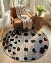 Urban Terrace Collection Area Rug -  Piazza Round White and Black  lifestyle 69