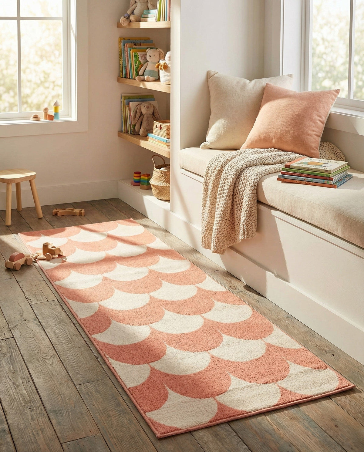 Wonder Tykes Collection Area Rug - Sparklewood Runner Soft Coral Pink  lifestyle 125