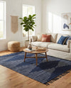 Thar Cotton Collection Area Rug - Jaisalmer (Navy Blue) Rectangle Navy Blue  lifestyle 18