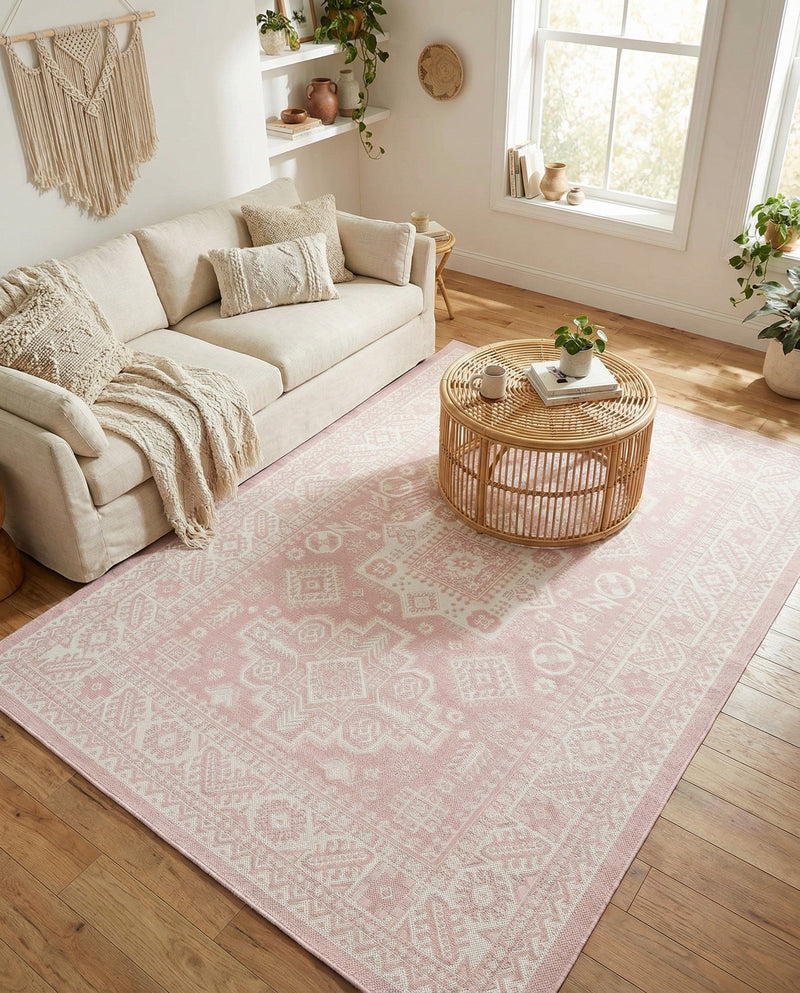 Tribal Terrace Treasures Collection Area Rug -  Incan Isle (Pink) Rectangle Pink  lifestyle 11
