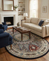 Persian Elegance Collection Area Rug -  Hamedan (Navy Blue) Oval Navy Blue  lifestyle 61