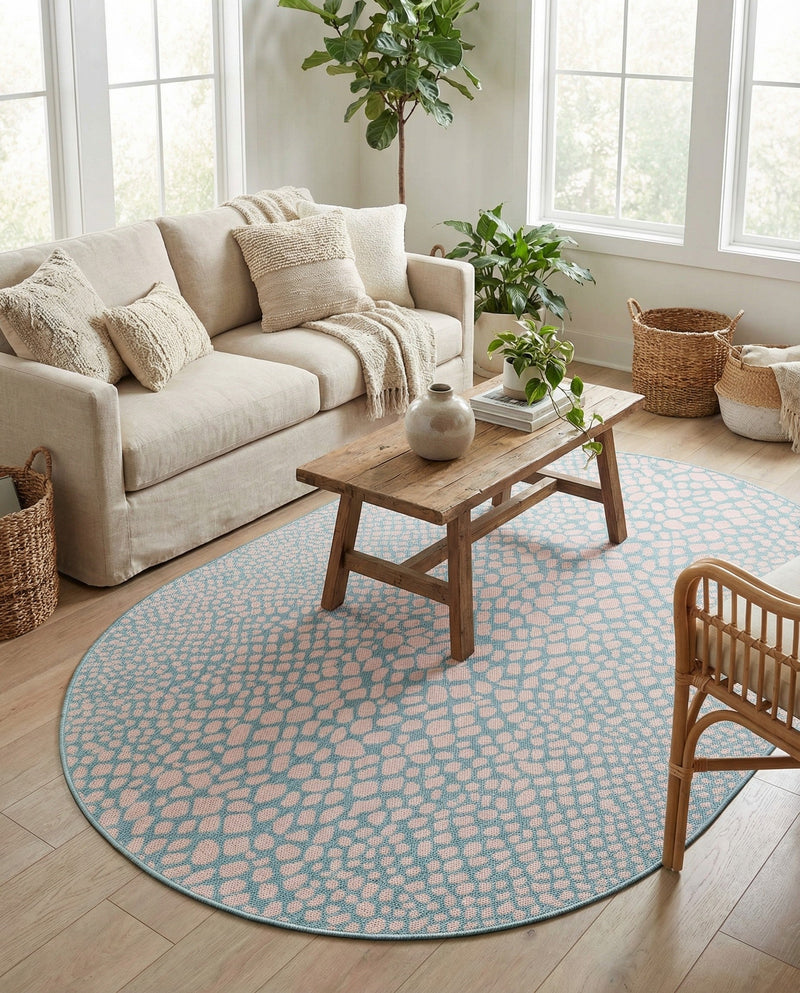 Urban Oasis Rugs Collection Area Rug -  Terrace (Pink and Aqua) Oval Pink and Aqua  lifestyle 24