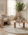 Monochrome Collection Area Rug -  Ash Round Ivory White  lifestyle 50