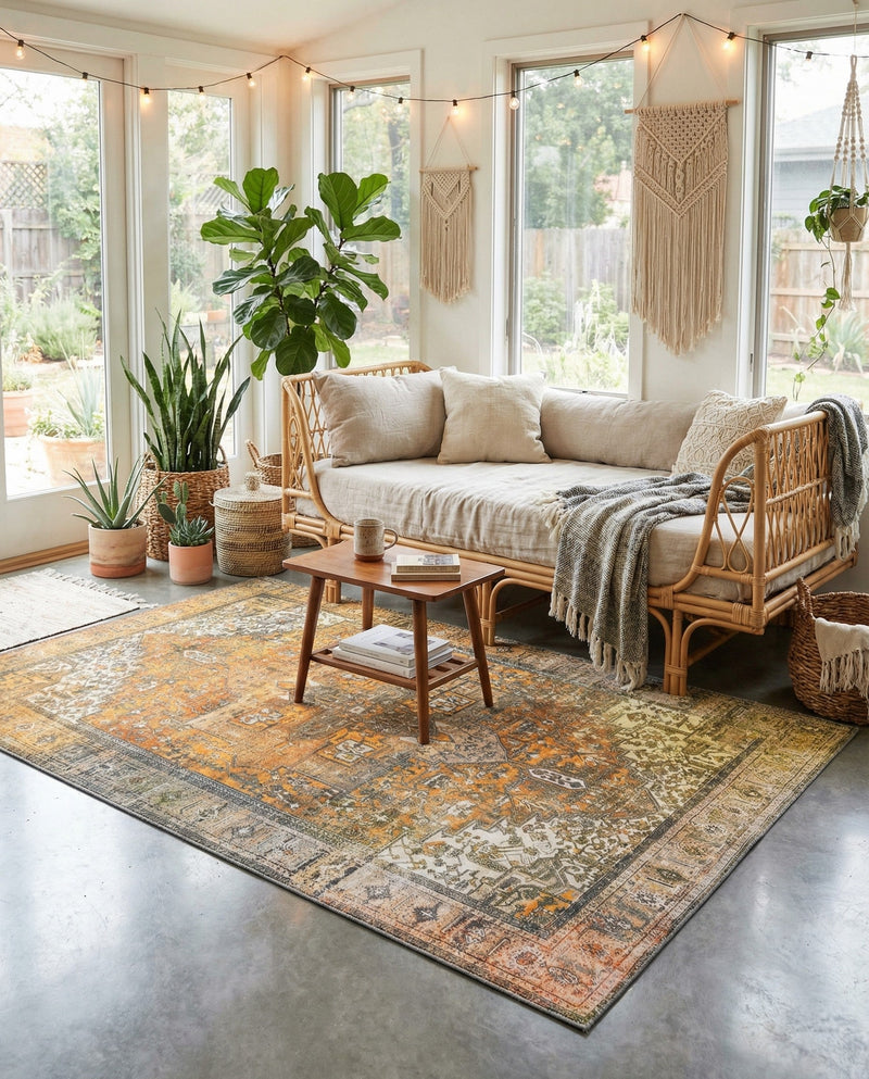 Heritage Elegance Collection Area Rug -  Windsor (Yellow) Rectangle Yellow  lifestyle 9