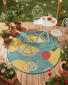 Coastal Terrace Collection Area Rug -  Cove Round Blue  lifestyle 66
