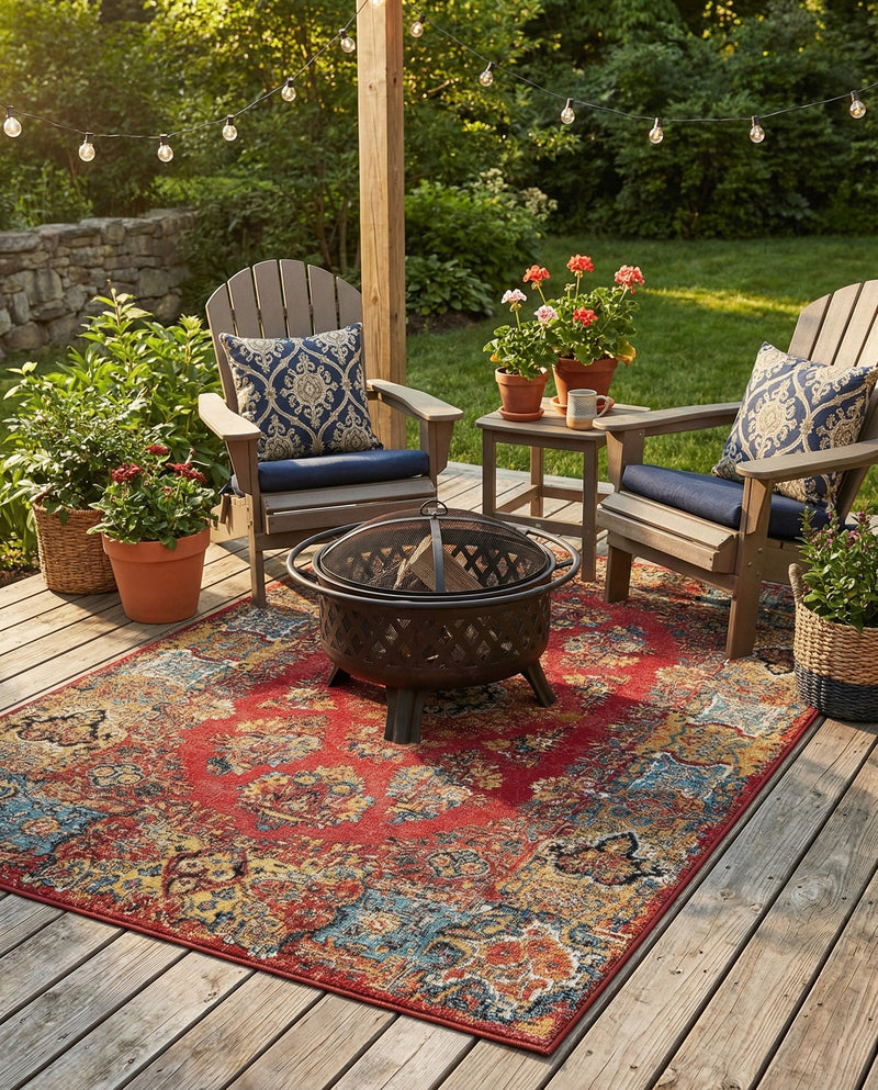 Patio Heritage Collection Area Rug -  Terrace Rectangle Antique Red  lifestyle 9