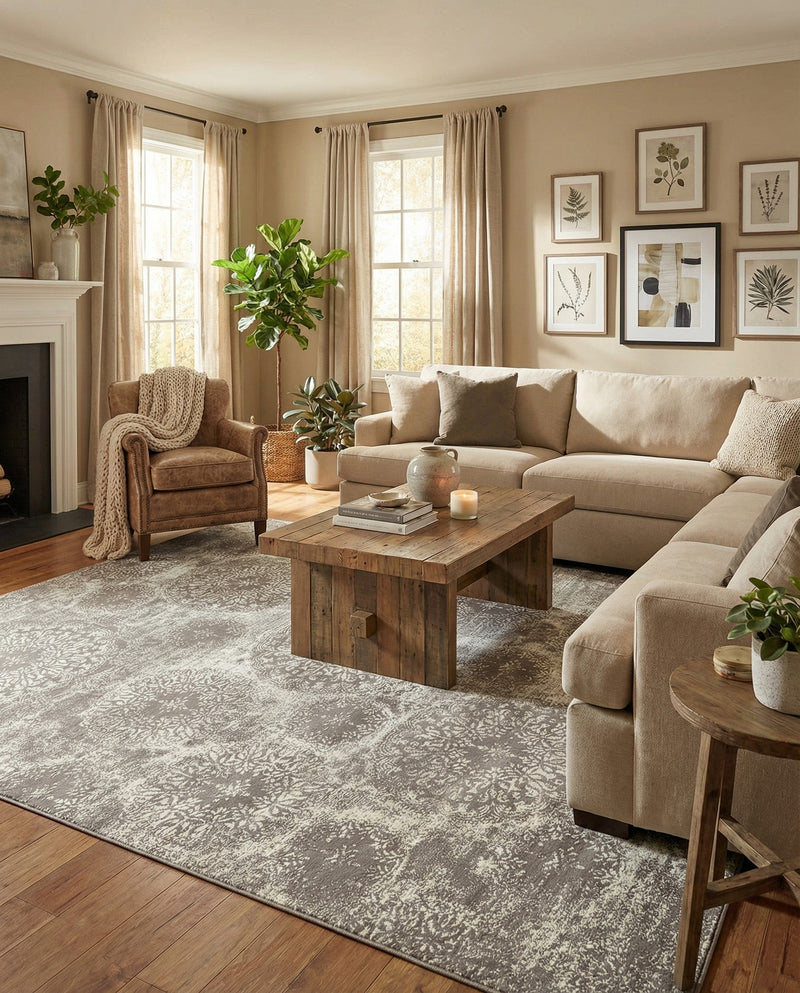 Riviera Elegance Collection Area Rug -  Monaco (Light Gray) Rectangle Light Gray  lifestyle 14