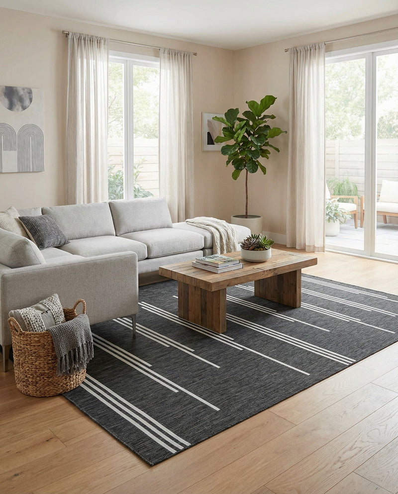 Urban Terrace Collection Area Rug -  Brooklyn Rectangle Black and White  lifestyle 19