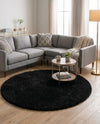 Plush Oasis Collection Area Rug - Serenity (Jet Black) Round Jet Black  lifestyle 32