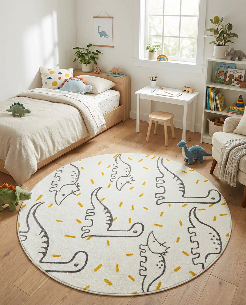 Wonder Tykes Collection Area Rug -  Jamboree Round Ivory  lifestyle 49