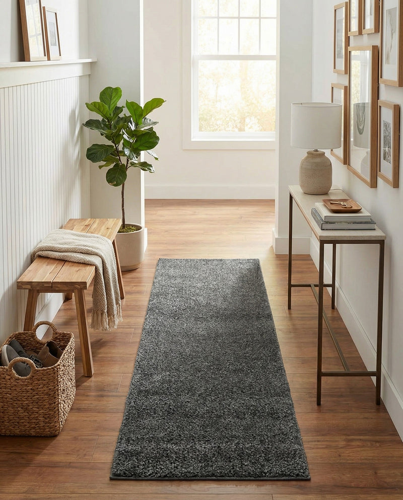 Solid Shag Seaside Collection Area Rug - Azure Cove (Gray) Runner Gray  lifestyle 73