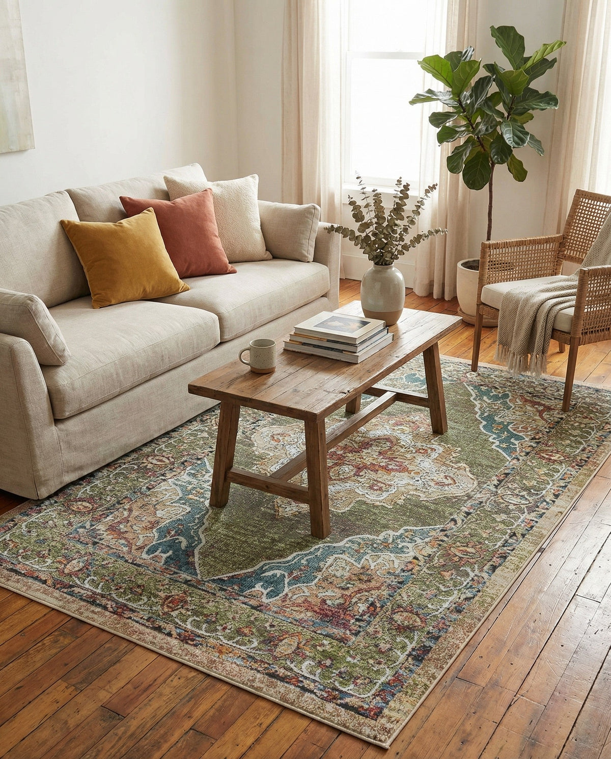 Savannah Soiree Collection Area Rug - Serengeti (Green) Rectangle Green  lifestyle 10