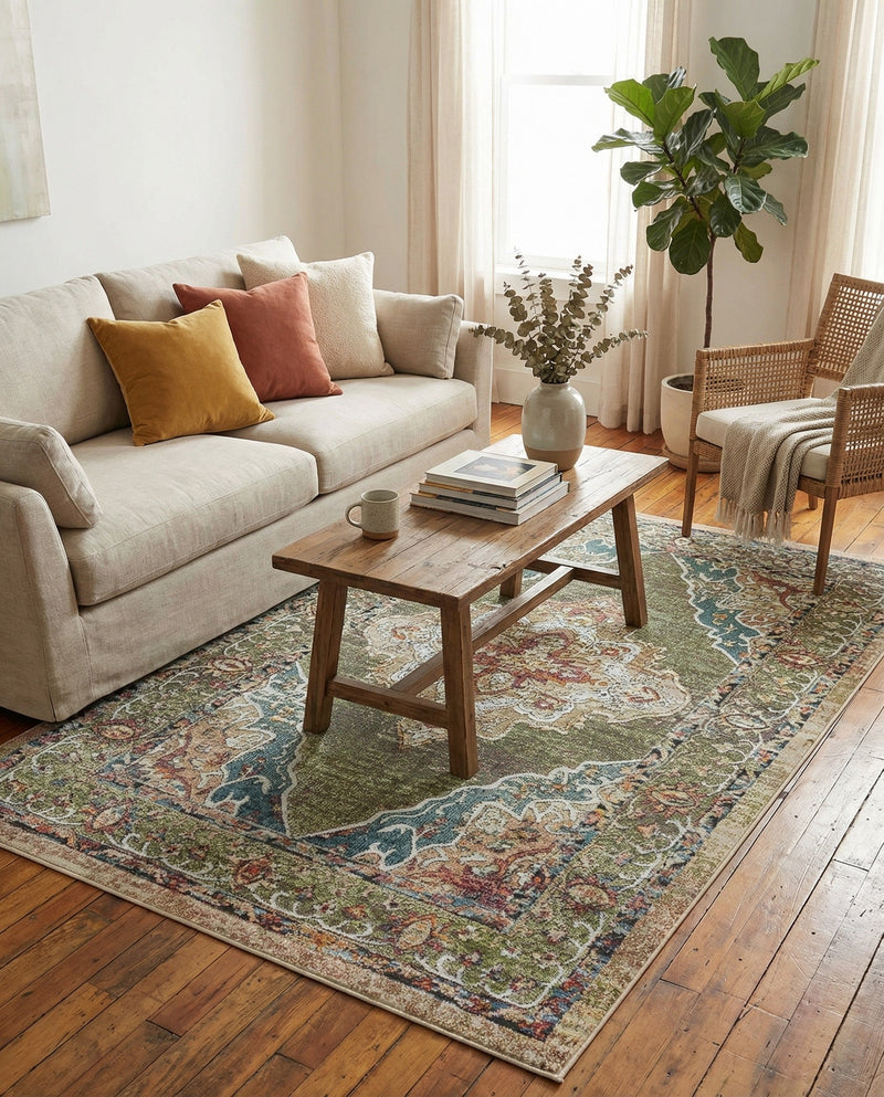 Savannah Soiree Collection Area Rug - Serengeti (Green) Rectangle Green  lifestyle 10
