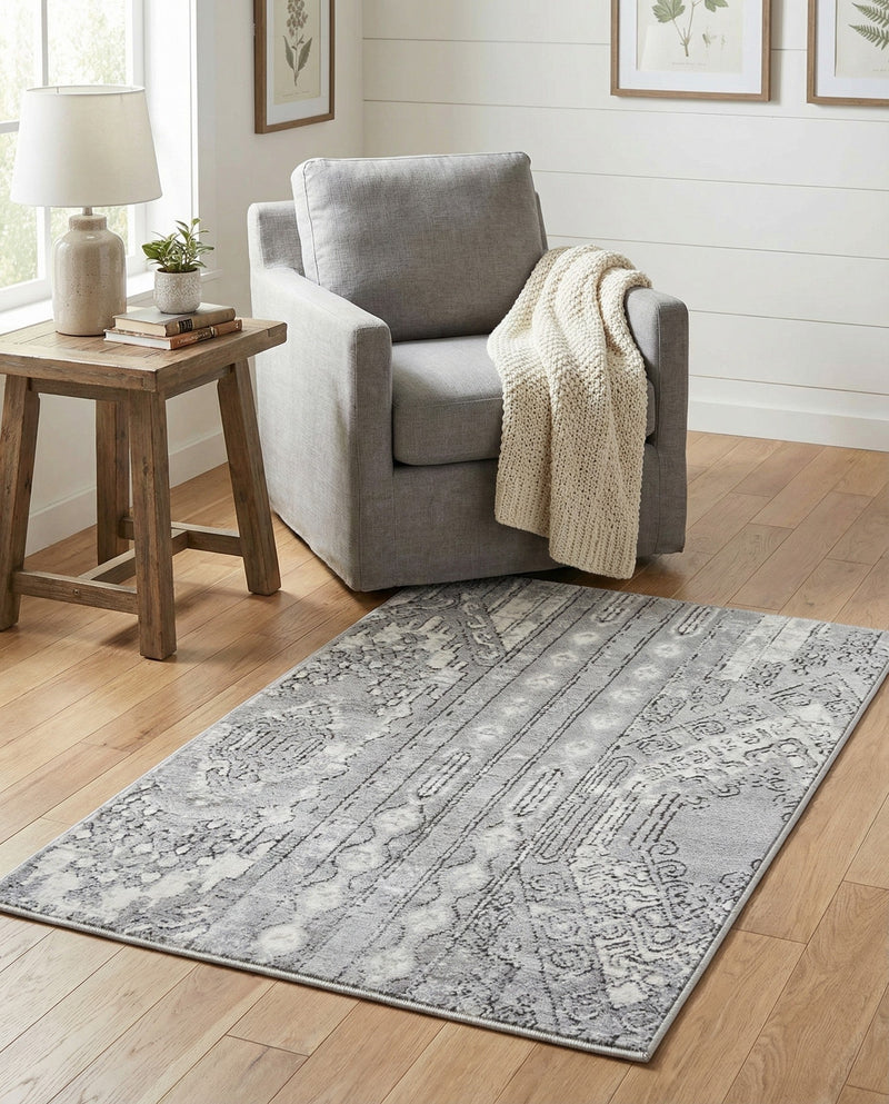 Cascade Range Collection Area Rug - Hood (Gray) Rectangle Gray  lifestyle 12