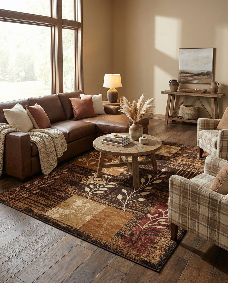 Bistro Lounge Collection Area Rug -  Affogato Rectangle Brown  lifestyle 16