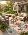 Outdoor Marrakesh Collection Area Rug -  Midelt Square Multi  lifestyle 54