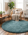 Eternal Plush Oasis Collection Area Rug -  Tranquility (Slate Blue) Round Slate Blue  lifestyle 27