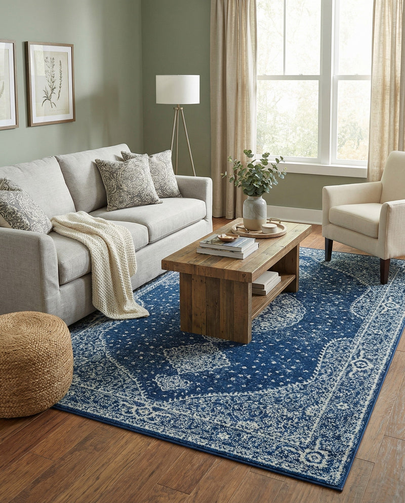 Dover Terrace Collection Area Rug - Marina (Navy Blue) Rectangle Navy Blue  lifestyle 7