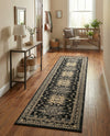 Tabriz Tapestries Collection Area Rug - Azerbaijan (Black) Runner Black  lifestyle 47