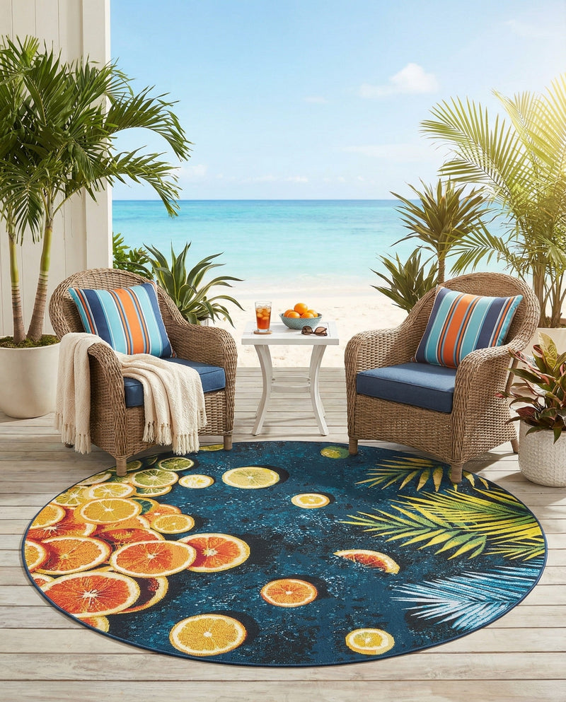 Seaside Haven Rugs Collection Area Rug -  Dunes Round Multi  lifestyle 68
