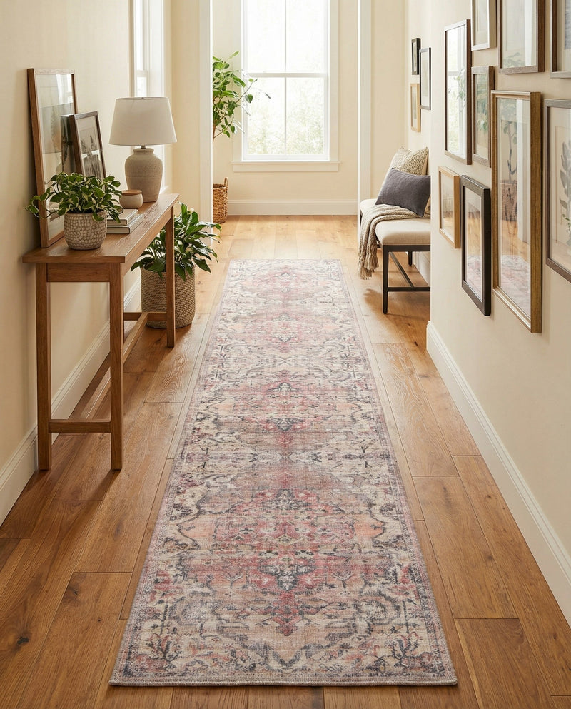 Vintage Memories Collection Area Rug - Echoes Runner Beige pink  lifestyle 46