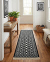 Samarkand Elegance Collection Area Rug -  Margilan (Black and White) Runner Black and White  lifestyle 74