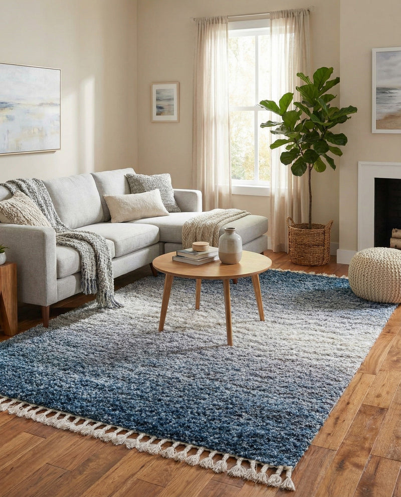 Cozy Cove Shag Collection Area Rug -  Lagoon Rectangle Blue  lifestyle 8