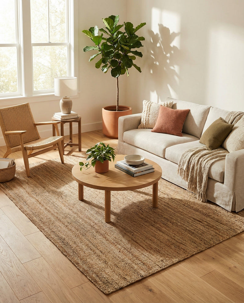 Woven Seaside Jute Collection Area Rug - Savannah (Natural) Rectangle Natural  lifestyle 4