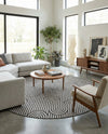 Urban Terrace Collection Area Rug -  Uptown Round Black and White  lifestyle 74