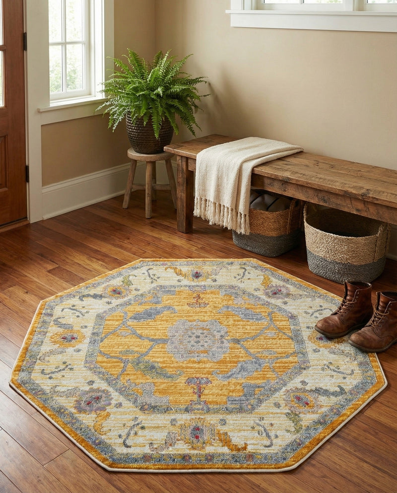 Arcadia Rugs Collection Area Rug - Eden (Yellow) Octagon Yellow  lifestyle 69