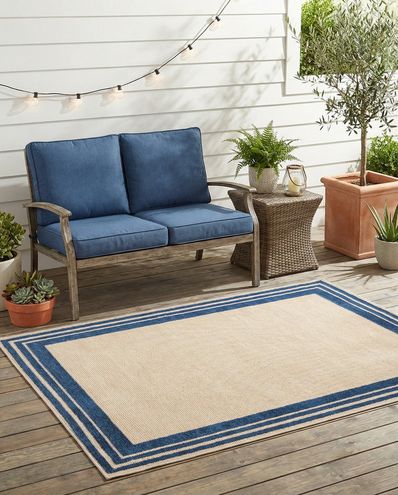 Bahama Breeze Outdoor Collection Area Rug -  Abaco Rectangle Beige  lifestyle 47