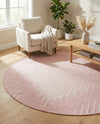 Urban Terrace Collection Area Rug -  Chelsea (Pink) Round Pink  lifestyle 76