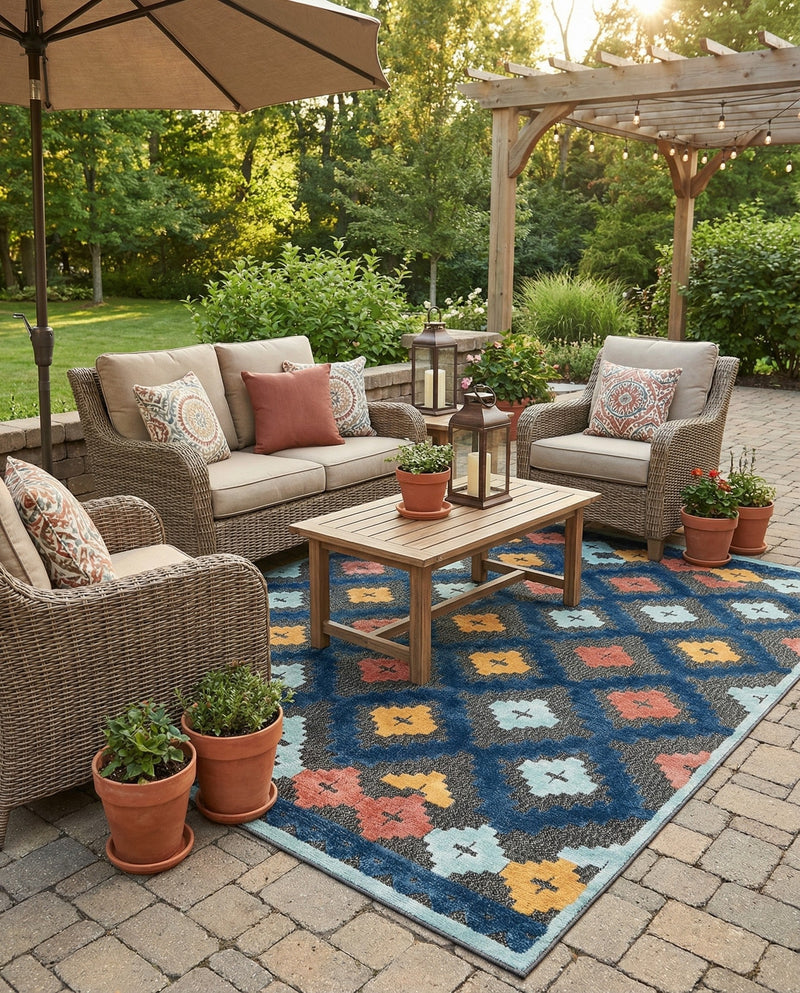 Caribbean Terrace Collection Area Rug -  Tobago Rectangle Charcoal  lifestyle 6