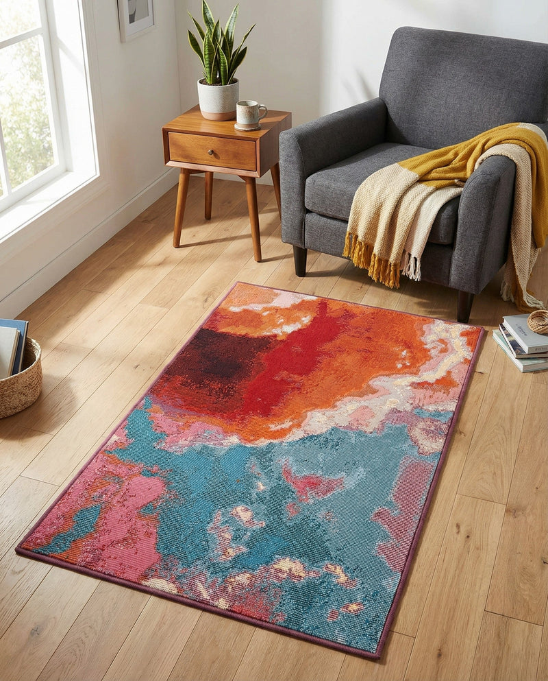 Urban Terrace Collection Area Rug -  Patio Rectangle Gray and Pink  lifestyle 4