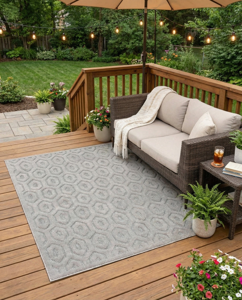Garden Lattice Charm Collection Area Rug - Arbor (Grey) Rectangle Grey  lifestyle 10