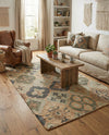 Benares Handwoven Jute Collection Area Rug - Ganges Rectangle Blue and Green  lifestyle 9