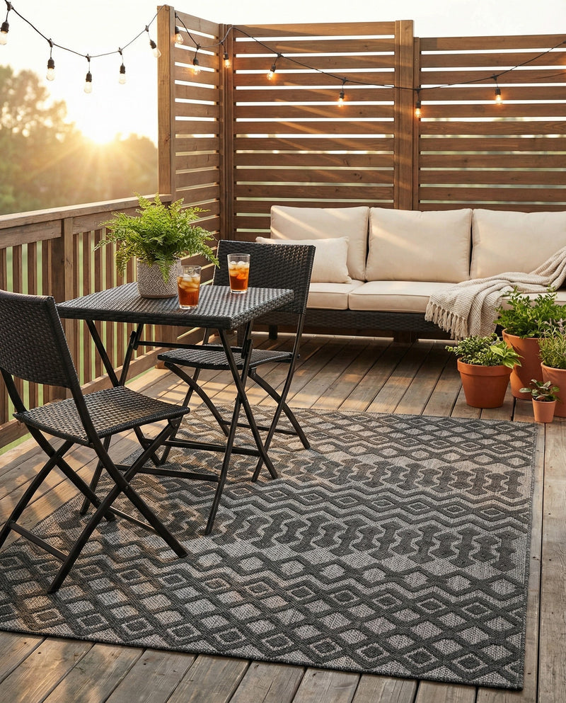 Garden Lattice Charm Collection Area Rug -  Pergola (Charcoal) Rectangle Charcoal  lifestyle 7