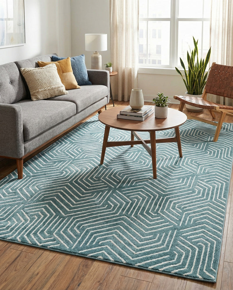 Aravalli Collection Area Rug - Udaipur Rectangle Aegean Blue  lifestyle 22