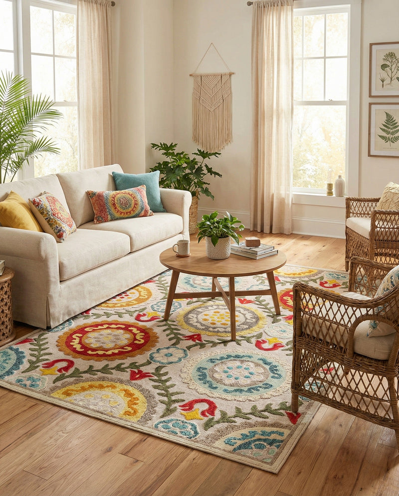Outdoor Marrakesh Collection Area Rug -  Asilah Rectangle Ivory Beige  lifestyle 4