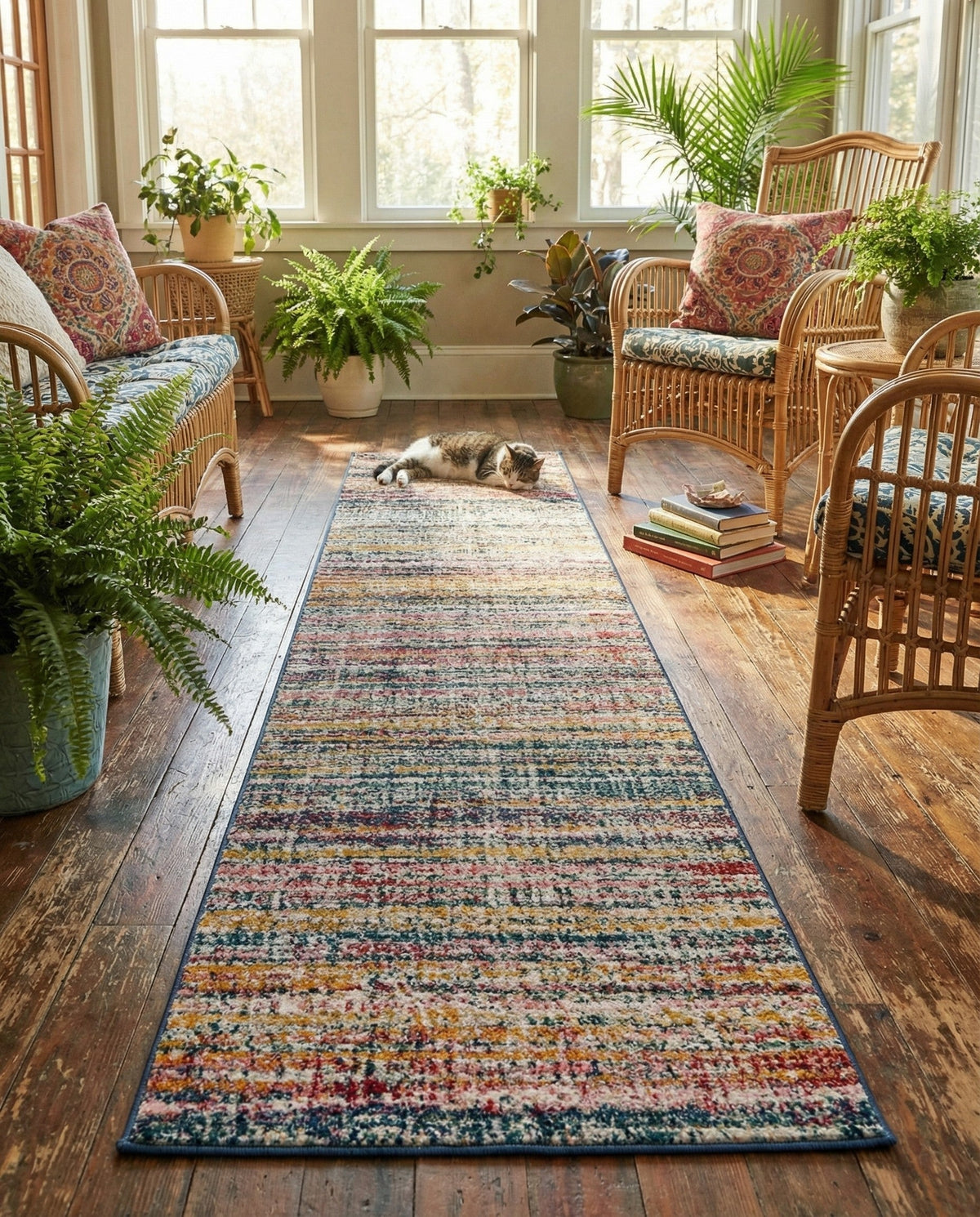 Jewel Oasis Collection Area Rug - Sapphire (Multi) Runner Multi  lifestyle 102