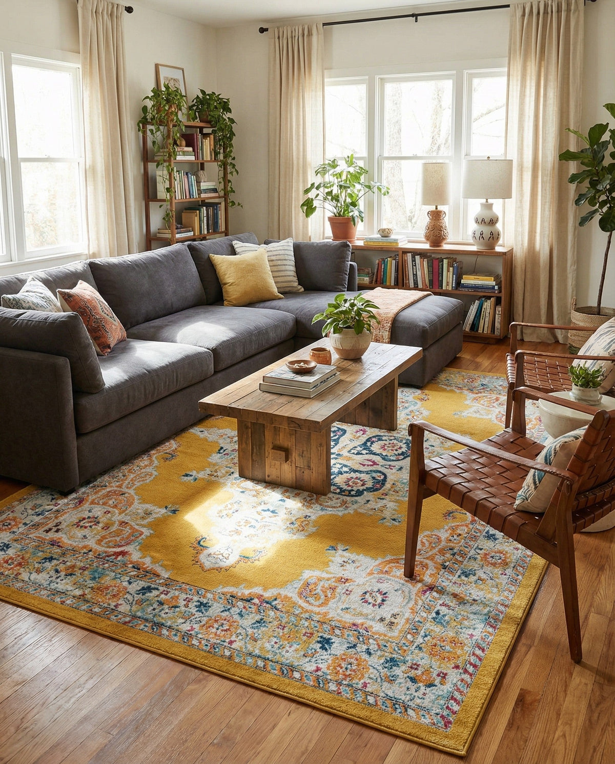Beverly Grove Collection Area Rug -  Fairfax (Yellow) Rectangle Yellow  lifestyle 7