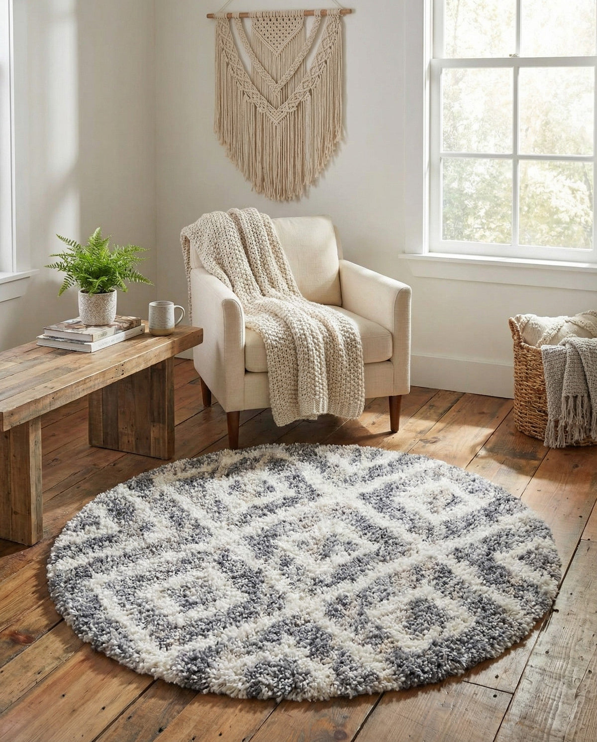 Cozy Cove Shag Collection Area Rug -  Dunes Round Gray  lifestyle 117